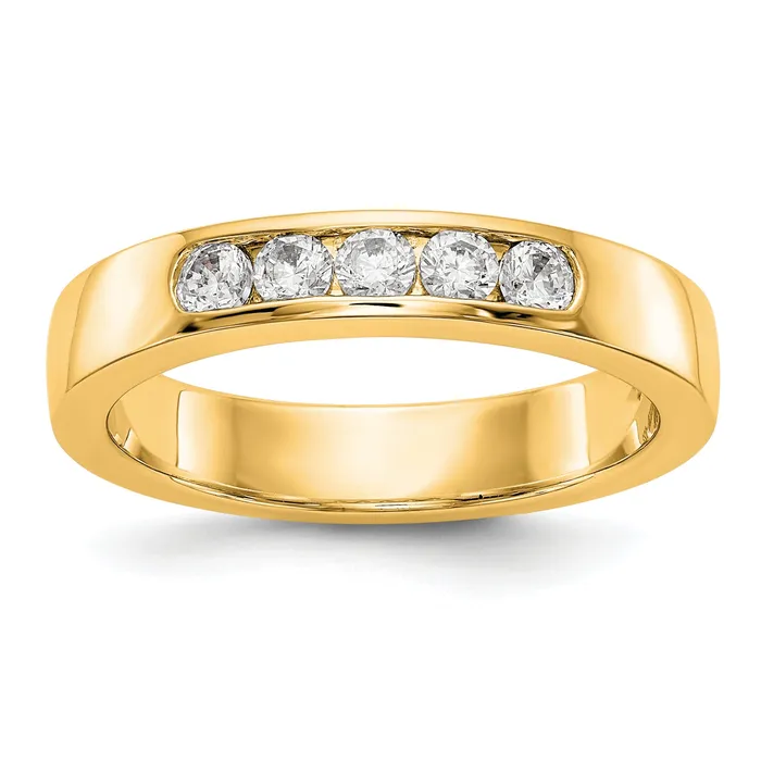 Goldia Rings 030ct CZ Solid Real 14K Yellow Gold 525mm Stone Channel Wedding Band Ring