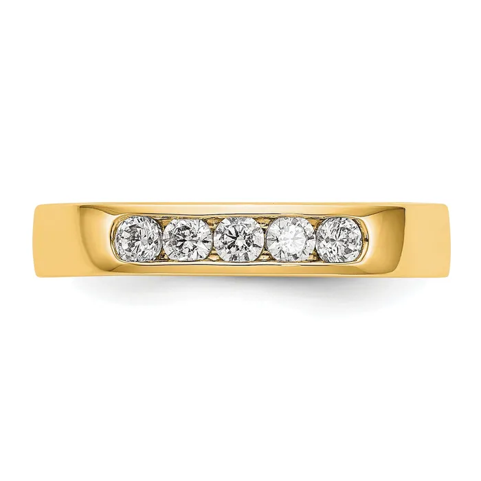 Goldia Rings 030ct CZ Solid Real 14K Yellow Gold 525mm Stone Channel Wedding Band Ring