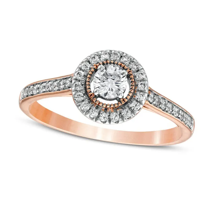 Goldia Rings 033 CT TW Natural Diamond Frame Antique VintageStyle Engagement Ring in Solid 10K Rose Gold