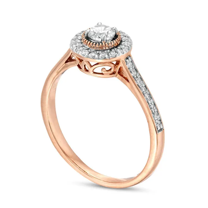 Goldia Rings 033 CT TW Natural Diamond Frame Antique VintageStyle Engagement Ring in Solid 10K Rose Gold Goldia Rings 033 CT TW Natural Diamond Frame Antique VintageStyle Engagement Ring in Solid 10K Rose Gold
