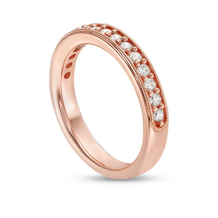 Goldia Rings 038 CT TW Natural Diamond Antique VintageStyle Wedding Band in Solid 10K Rose Gold Goldia Rings 038 CT TW Natural Diamond Antique VintageStyle Wedding Band in Solid 10K Rose Gold