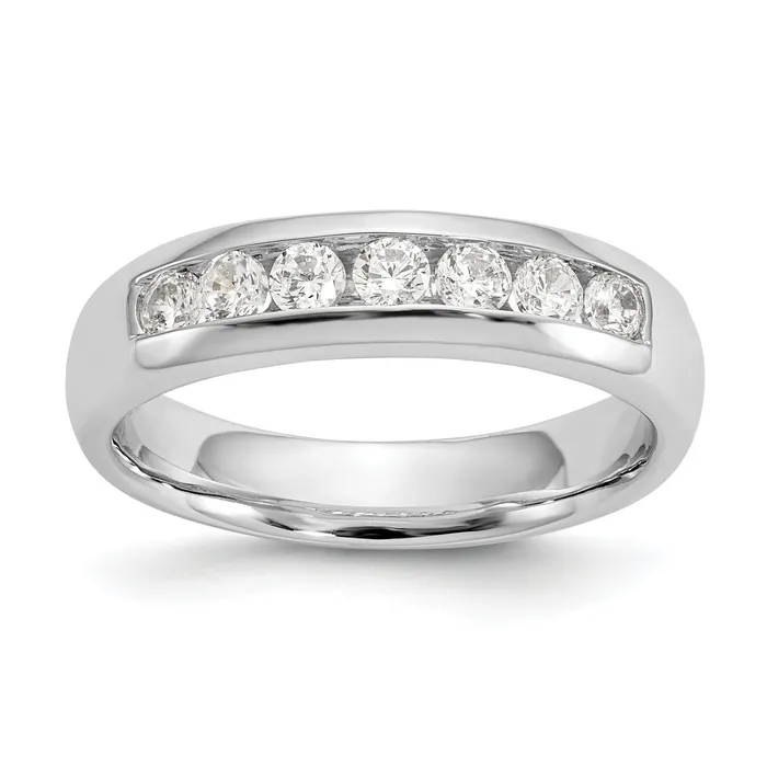 Goldia Rings 045ct CZ Solid Real 14K White Gold 7Stone Channel Wedding Band Ring