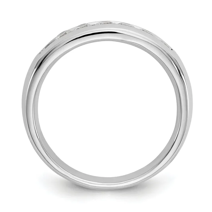 Goldia Rings 045ct CZ Solid Real 14K White Gold 7Stone Channel Wedding Band Ring