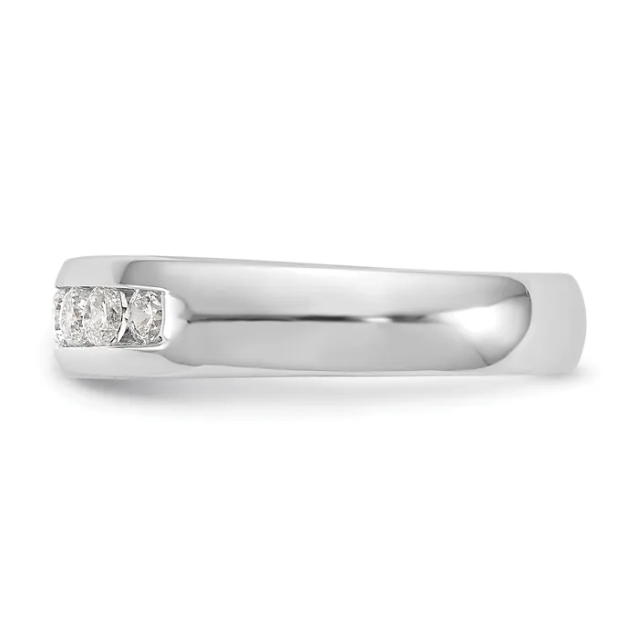 Goldia Rings 045ct CZ Solid Real 14K White Gold 7Stone Channel Wedding Band Ring