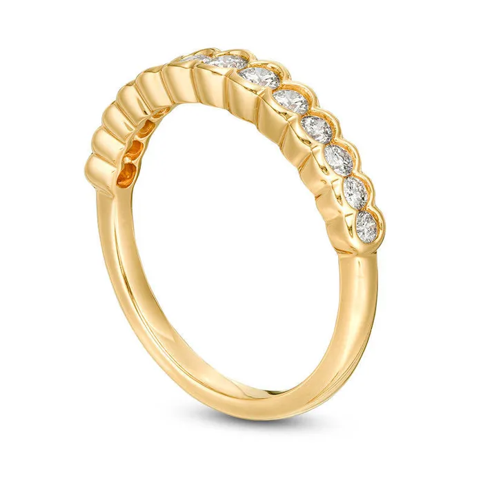 Goldia Rings 050 CT TW Certified Natural Diamond Scallop Edge Band in Solid 14K Gold II1 Goldia Rings 050 CT TW Certified Natural Diamond Scallop Edge Band in Solid 14K Gold II1