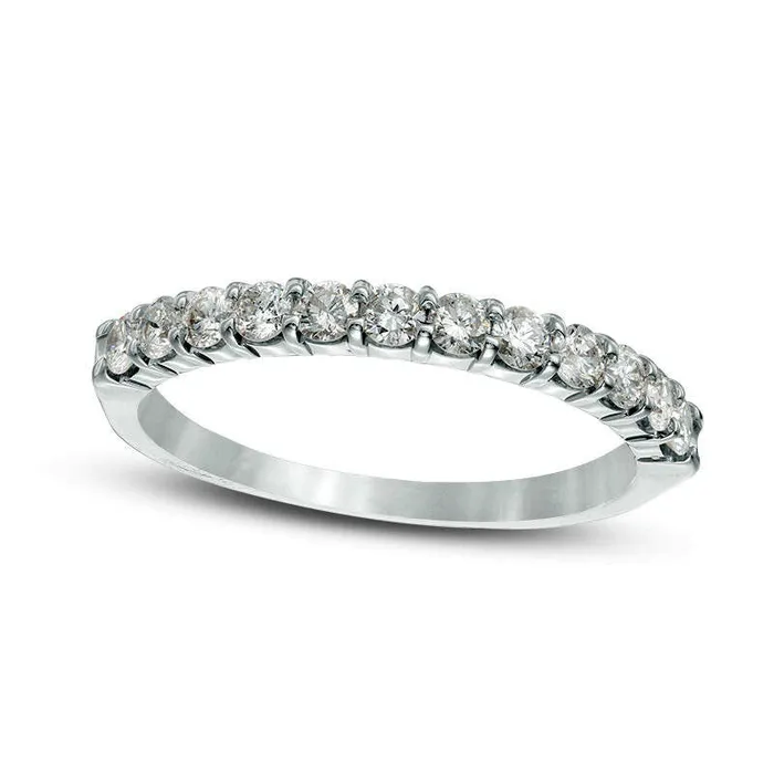 Goldia Rings 050 CT TW Natural Diamond Prong Band in Solid 14K White Gold