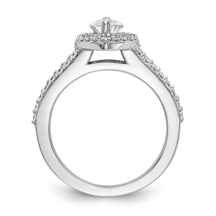 Goldia Rings 050ct CZ Solid Real 14K White Gold Marquise Halo Engagement Ring