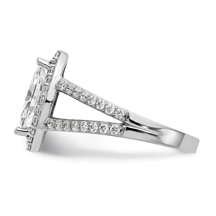 Goldia Rings 050ct CZ Solid Real 14K White Gold Marquise Halo Engagement Ring