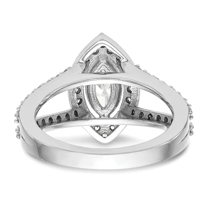 Goldia Rings 050ct CZ Solid Real 14K White Gold Marquise Halo Engagement Ring