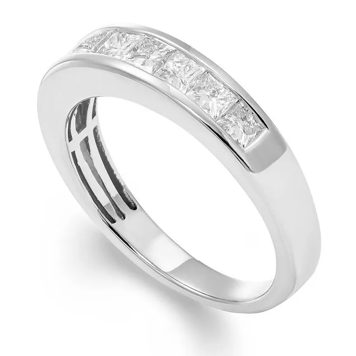 Goldia Rings 075 CT TW Certified PrincessCut Natural Diamond Nine Stone Wedding Band in Solid 14K White Gold II1 Goldia Rings 075 CT TW Certified PrincessCut Natural Diamond Nine Stone Wedding Band in Solid 14K White Gold II1