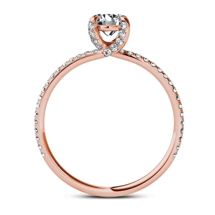 Goldia Rings 075 CT TW Natural Diamond Engagement Ring in Solid 14K Rose Gold