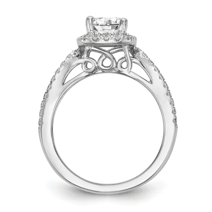 Goldia Rings 075ct CZ Solid Real 14K White Gold Round Cushion Halo Engagement Ring