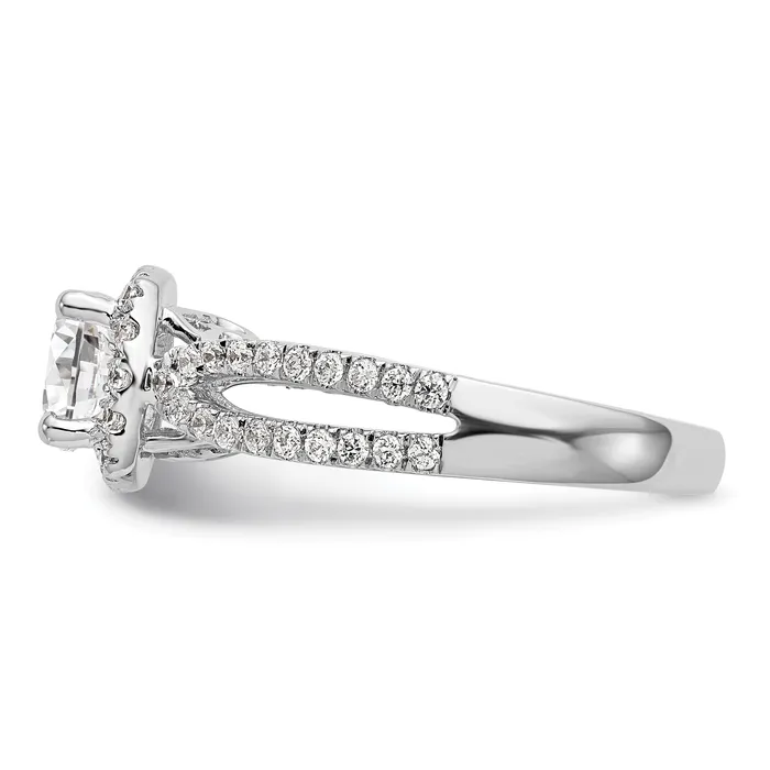Goldia Rings 075ct CZ Solid Real 14K White Gold Round Cushion Halo Engagement Ring