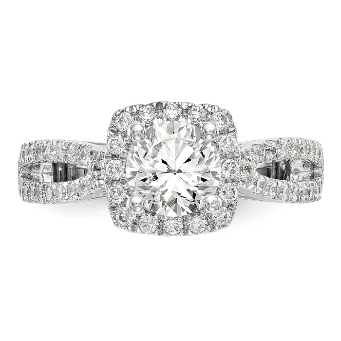 Goldia Rings 075ct CZ Solid Real 14K White Gold Round Cushion Halo Engagement Ring