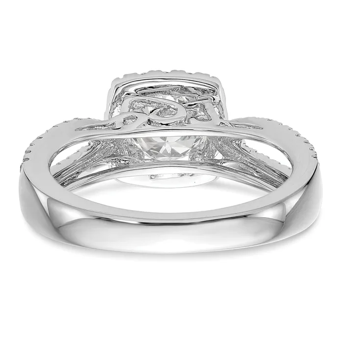 Goldia Rings 075ct CZ Solid Real 14K White Gold Round Cushion Halo Engagement Ring