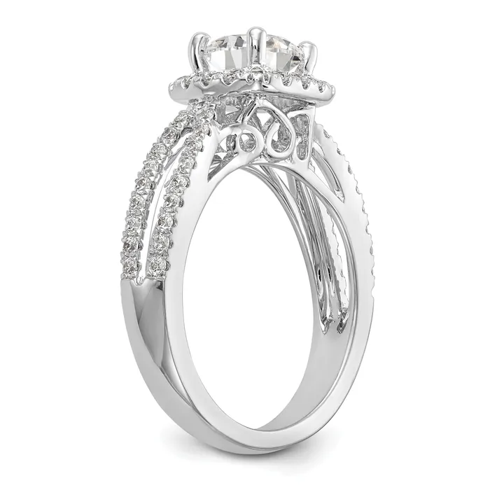 Goldia Rings 075ct CZ Solid Real 14K White Gold Round Cushion Halo Engagement Ring