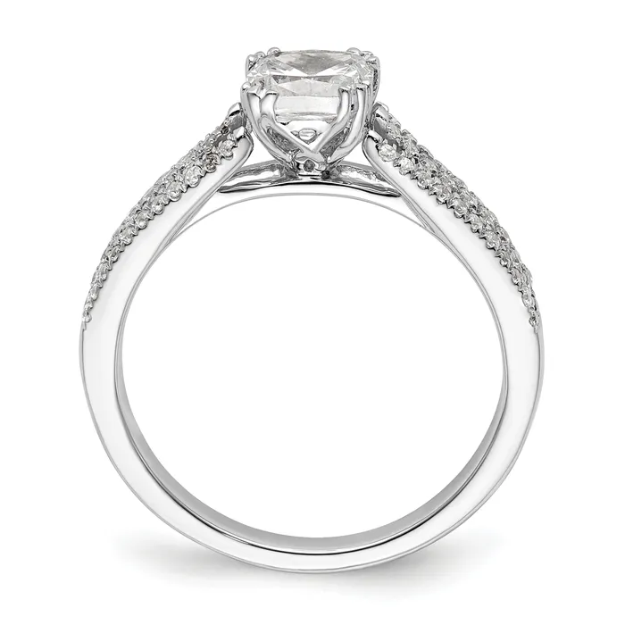 Goldia Rings 075ct CZ Solid Real 14k White Polish 3 Row 34ct Cushion Eng Dia Ring