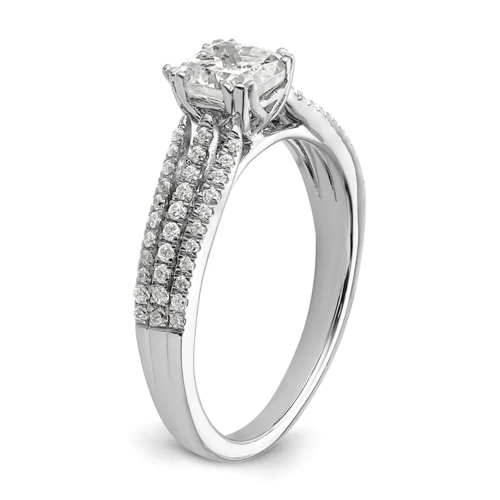 Goldia Rings 075ct CZ Solid Real 14k White Polish 3 Row 34ct Cushion Eng Dia Ring