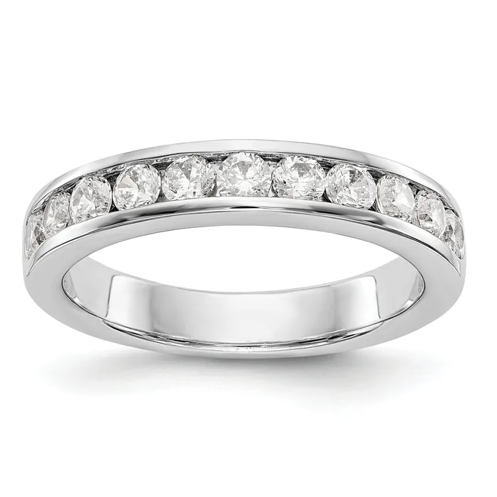 Goldia Rings 077ct CZ Solid Real 14K White Gold 11Stone Channel Wedding Band Ring
