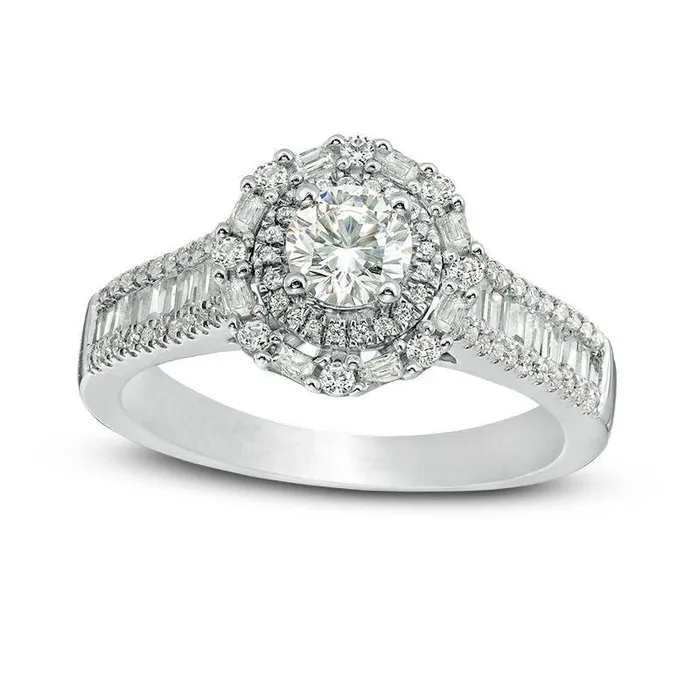 Goldia Rings 10 CT TW Natural Diamond Bamboo Frame Engagement Ring in Solid 18K White Gold ISI2