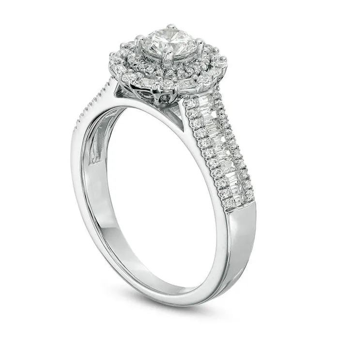 Goldia Rings 10 CT TW Natural Diamond Bamboo Frame Engagement Ring in Solid 18K White Gold ISI2