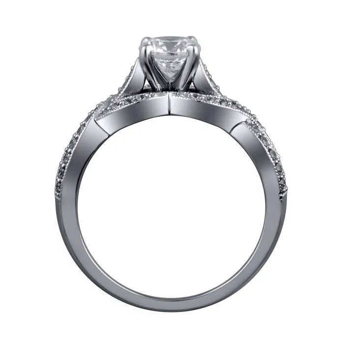 Goldia Rings 10 CT TW Natural Diamond Twist Shank Antique VintageStyle Engagement Ring in Solid 14K White Gold