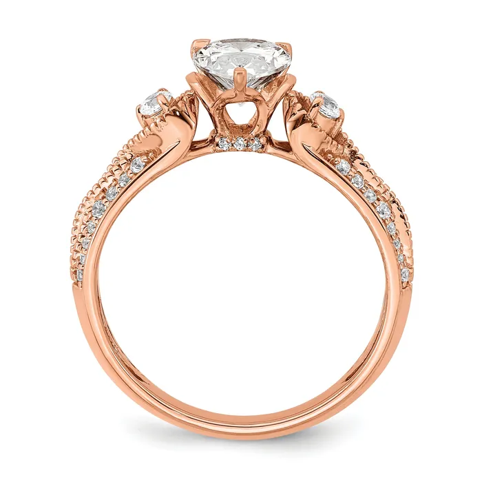 Goldia Rings 100ct CZ Solid Real 14k Rose Polish 1ct Pear Engage Dia Ring