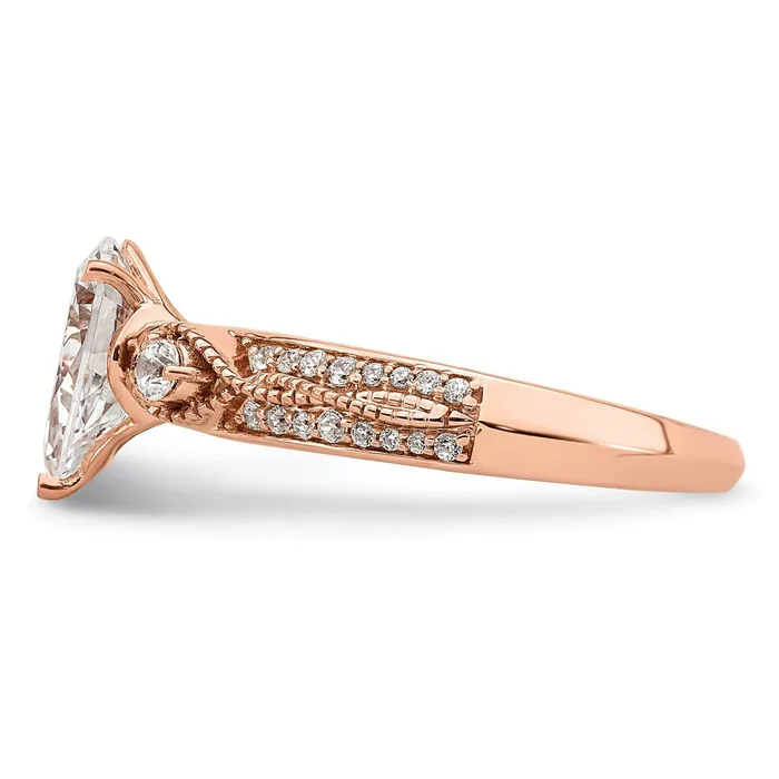 Goldia Rings 100ct CZ Solid Real 14k Rose Polish 1ct Pear Engage Dia Ring
