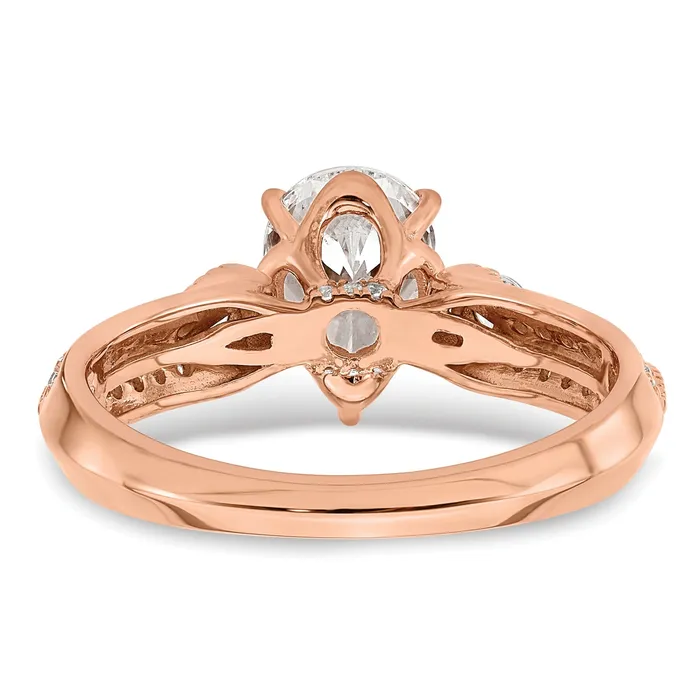 Goldia Rings 100ct CZ Solid Real 14k Rose Polish 1ct Pear Engage Dia Ring