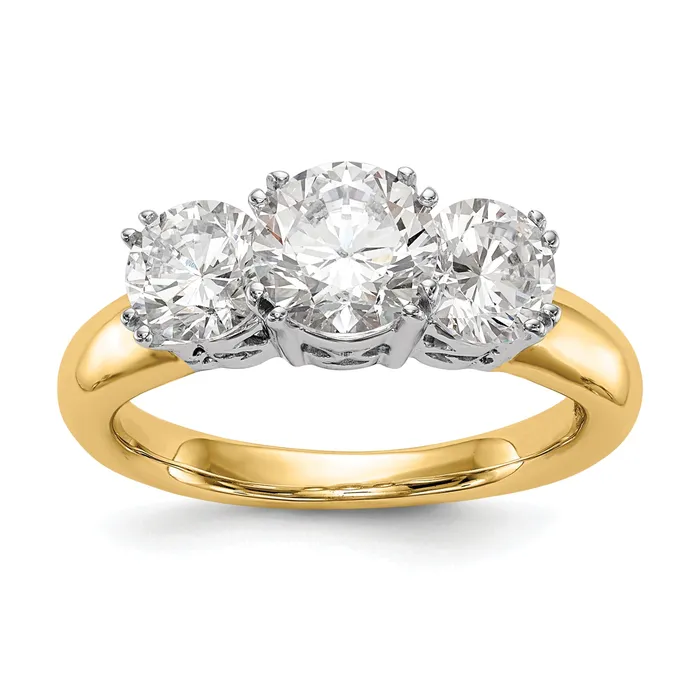 Goldia Rings 100ct CZ Solid Real 14K Twotone 3Stone Engagement Ring