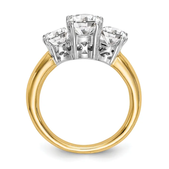 Goldia Rings 100ct CZ Solid Real 14K Twotone 3Stone Engagement Ring