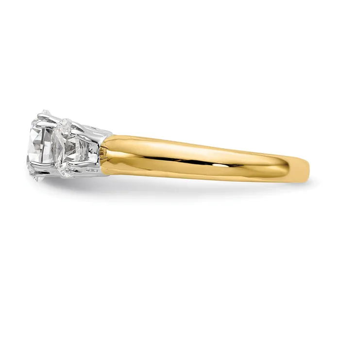 Goldia Rings 100ct CZ Solid Real 14K Twotone 3Stone Engagement Ring