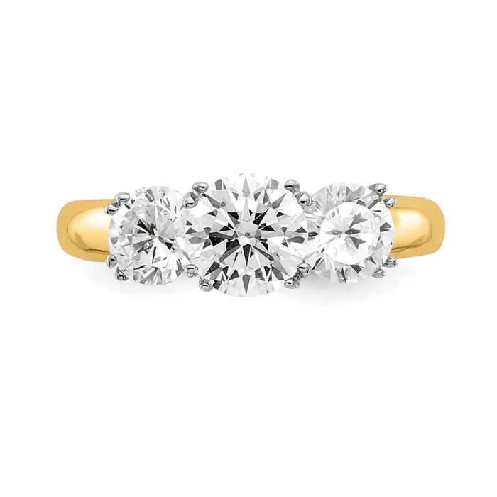 Goldia Rings 100ct CZ Solid Real 14K Twotone 3Stone Engagement Ring