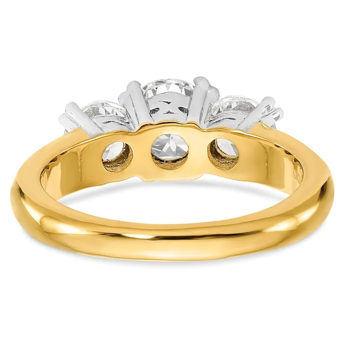 Goldia Rings 100ct CZ Solid Real 14K Twotone 3Stone Engagement Ring