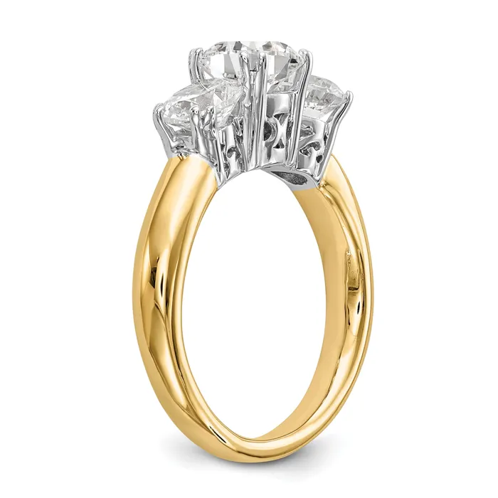 Goldia Rings 100ct CZ Solid Real 14K Twotone 3Stone Engagement Ring