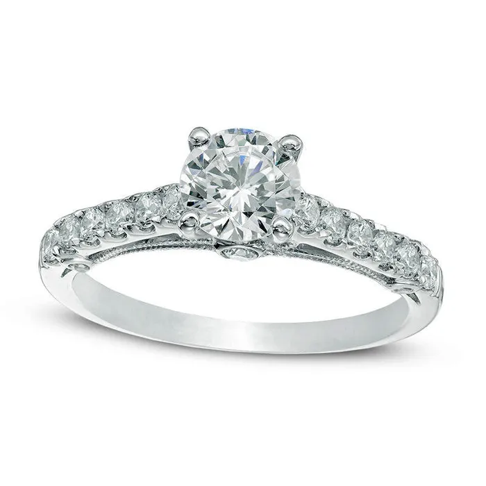 Goldia Rings 117 CT TW Natural Diamond Engagement Ring in Solid 14K White Gold
