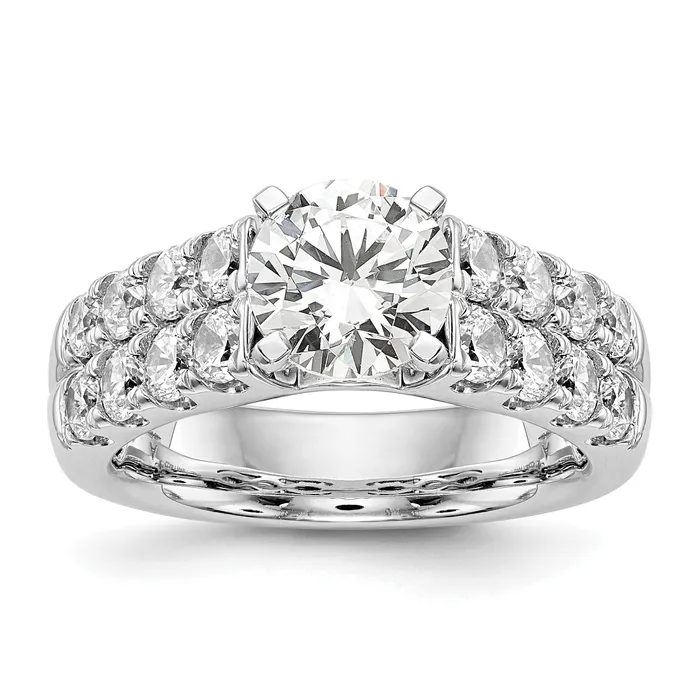 Goldia Rings 144ct CZ Solid Real 14K White Gold Peg Set Engagement Ring