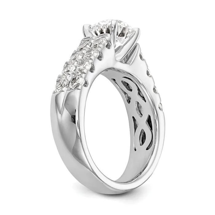 Goldia Rings 144ct CZ Solid Real 14K White Gold Peg Set Engagement Ring