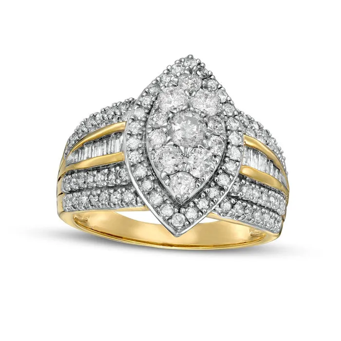 Goldia Rings 15 CT TW Composite Marquise Natural Diamond Frame Ring in Solid 10K Yellow Gold