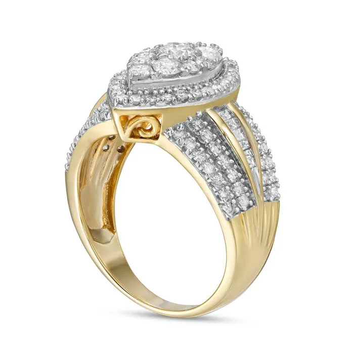 Goldia Rings 15 CT TW Composite Marquise Natural Diamond Frame Ring in Solid 10K Yellow Gold