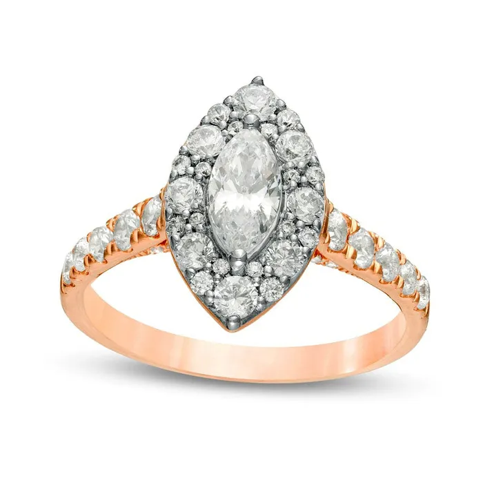 Goldia Rings 15 CT TW Marquise Natural Diamond Frame Engagement Ring in Solid 14K TwoTone Gold