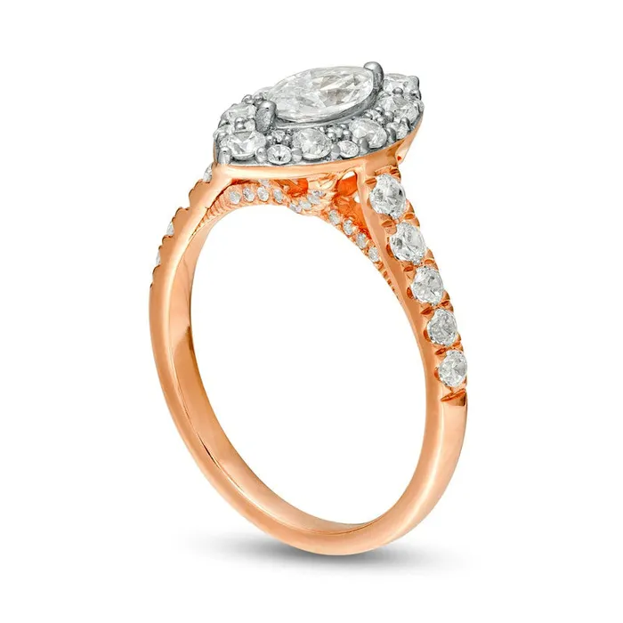 Goldia Rings 15 CT TW Marquise Natural Diamond Frame Engagement Ring in Solid 14K TwoTone Gold