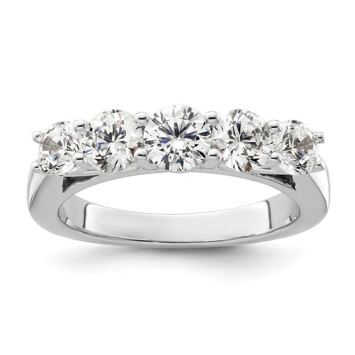 Goldia Rings 150ct CZ Solid Real 14K White Gold 5Stone Wedding Band Ring