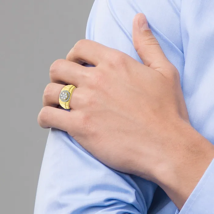 Goldia Rings 10k Yellow Gold 12 Ct Lab Grown Diamond VSSI G Mens Ring