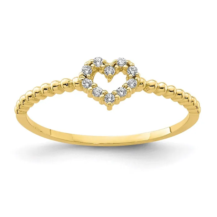 Goldia Rings 10K Yellow Gold Heart CZ Ring