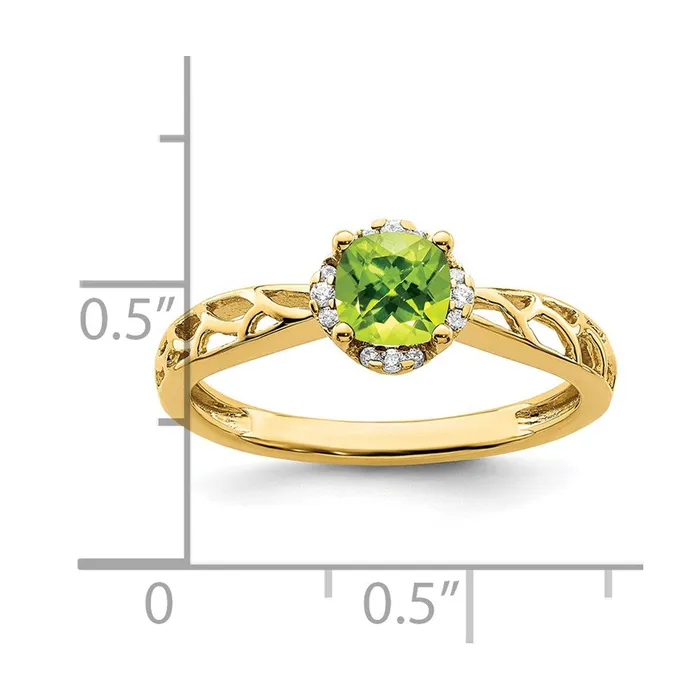 Goldia Rings 14k Gold Polished Peridot and Real Diamond Ring