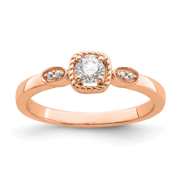 Goldia Rings 14K Rose Gold First Promise Lab Grown VSSI G Diamond Rope Edge Comp Ring