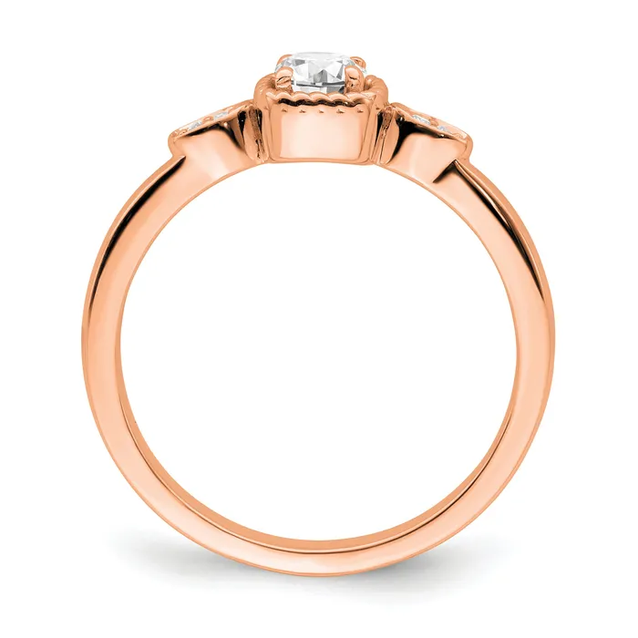 Goldia Rings 14K Rose Gold First Promise Lab Grown VSSI G Diamond Rope Edge Comp Ring