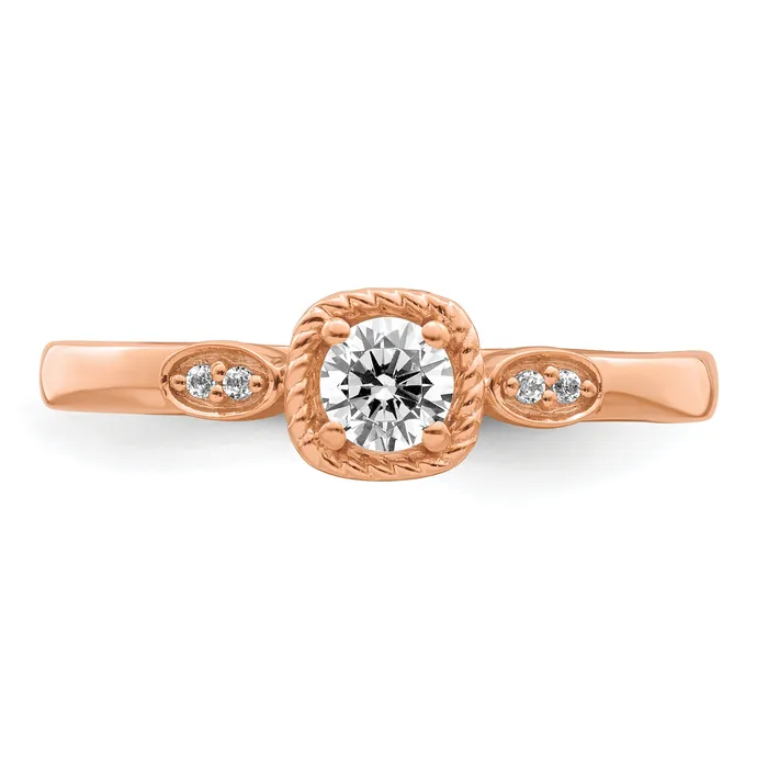 Goldia Rings 14K Rose Gold First Promise Lab Grown VSSI G Diamond Rope Edge Comp Ring