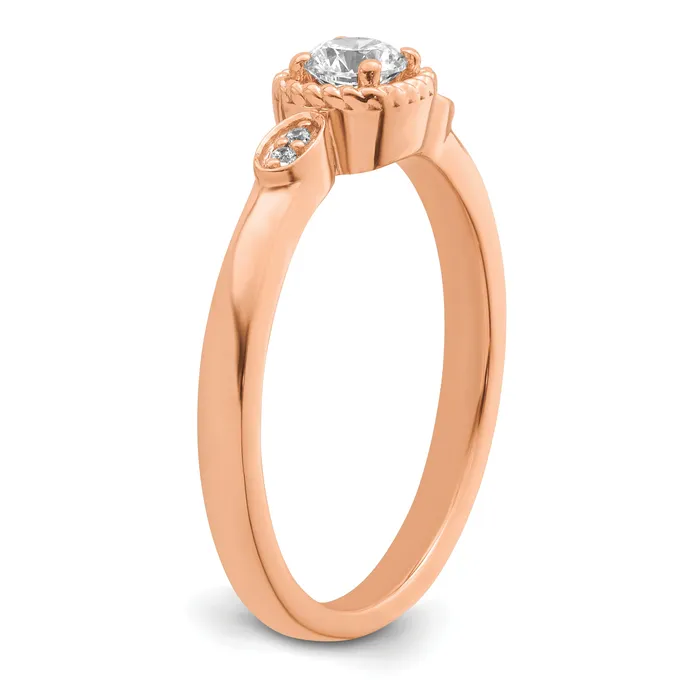 Goldia Rings 14K Rose Gold First Promise Lab Grown VSSI G Diamond Rope Edge Comp Ring